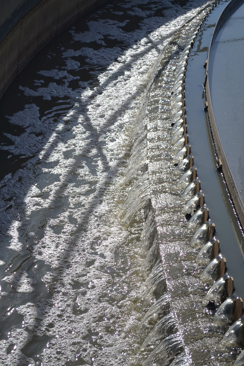 the wastewater treatment water flowing